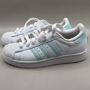 Adidas Superstar 2 Sneakers Women's Size 5 Shell Toes US Cloud White Mint Green